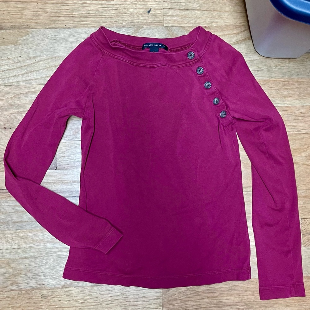 Burgundy long sleeve top (Banana Republic) with button accents
